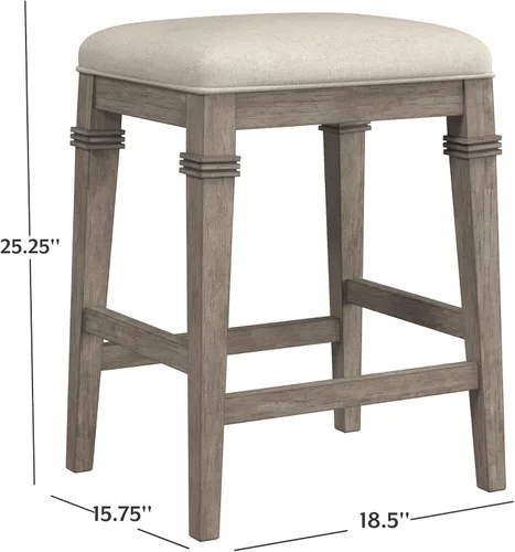 Vista 3 de Hillsdale Furniture Arabella Taburete de mostrador sin espalda, gris envejecido