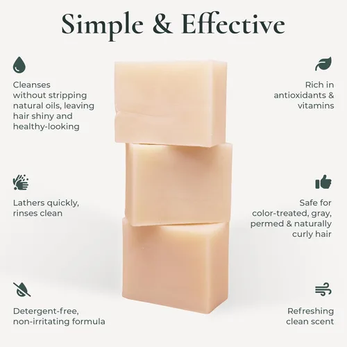 Vista 3 de J·R·LIGGETT'S Barra de champú, fórmula original, champú en barra totalmente natural para cabello con aceite de coco y aceite de ricino, sin sulfato