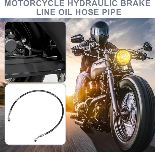 Vista 2 de Motoforti 23.62 pulgadas de longitud 0.394 in ID motocicleta línea de freno hidráulico tubo de manguera de aceite de acero inoxidable trenzado cable