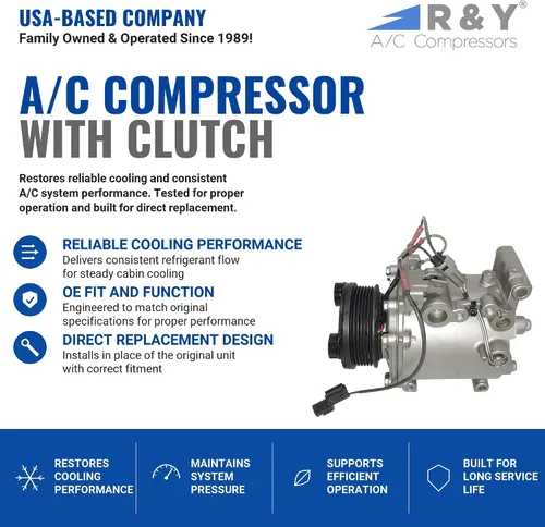 Vista 2 de Compresor de CA RYC y embrague de A/C GG493