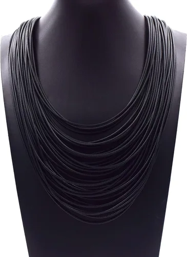 Vista 4 de Collar de moda para mujer, gargantilla de 36 capas de línea de cera, joyería de declaración