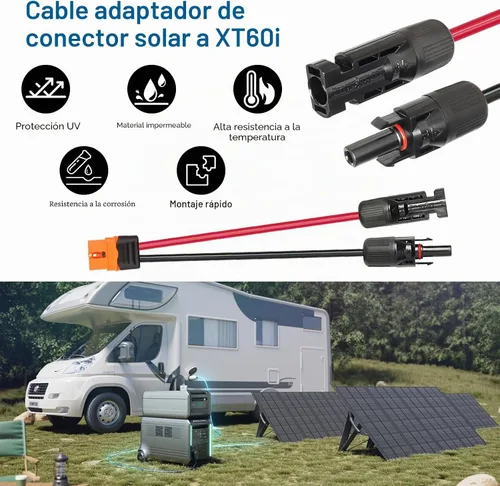 Vista 5 de MOOKEERF Cable solar a XT60i – 2 piezas de panel solar de 2 pies a XT60i adaptador adaptador cable de extensión para estación de energía portátil