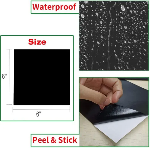 Vista 3 de Adhesivo adhesivo de pared para loseta en muro de cocina, 6 x 6 pulgadas, removible para pegar en la cocina (25 unidades, negro)