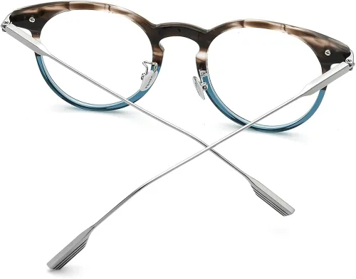 Vista 4 de FONEX Gafas de acetato de titanio con marco vintage para mujer y gafas redondas ópticas 47-22-145