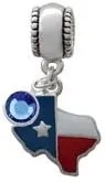 Vista 2 de Delight Beads Silvertone - Abalorio esmaltado de estrella solitaria de Texas con cristal azul, Esmalte Cristal Metal
