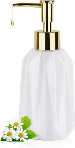 Vista 12 de Natheeph Dispensador de jabón de cerámica de 14 onzas, dispensador de jabón de cerámica, puede llenar líquido para baño/cocina (2 unidades, negro)