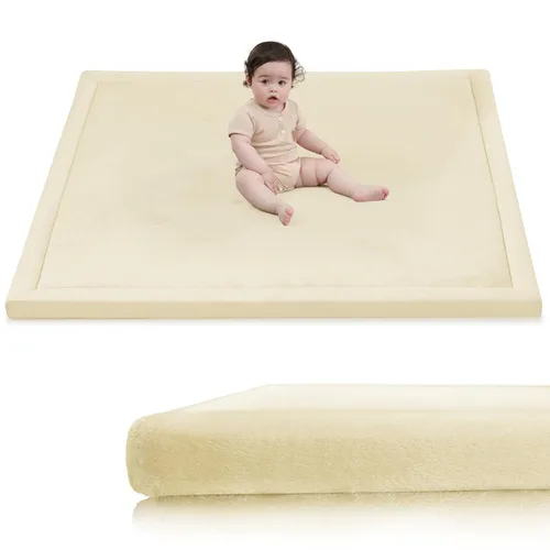 Vista 22 de Huloo Sleep - Tapete de juego para la habitación de bebés y niños pequeños, anticaídas, de espuma elástica de 1.3" de grosor, 28" x 72", terciopelo