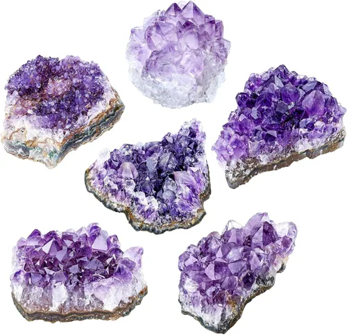 Vista 4 de Jovivi Paquete – 2 artículos de racimos de amatista, cristales naturales de geoda cruda Healng piedra + árbol de cristal de amatista cristales