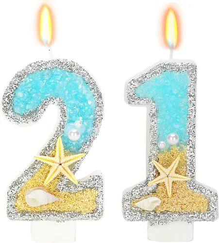 Vista 61 de Vela número 1 de estrella de mar de playa para decoración de pastel Plata
