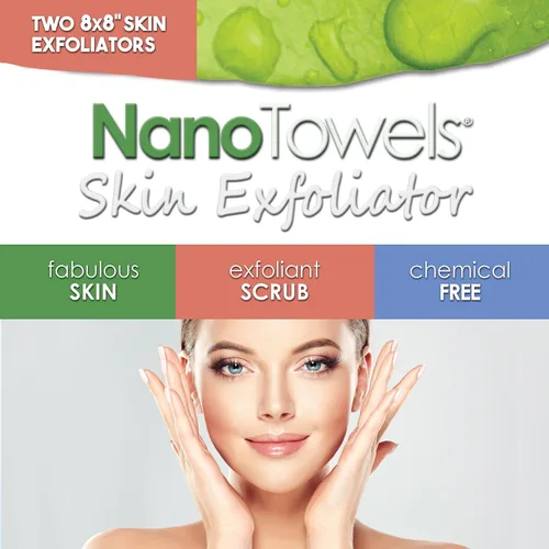 Vista 2 de Limpiador exfoliante de piel Nano Towels Lavado facial de microdermoabrasión personal, tóner de poros y paño de exfoliante corporal Removedor