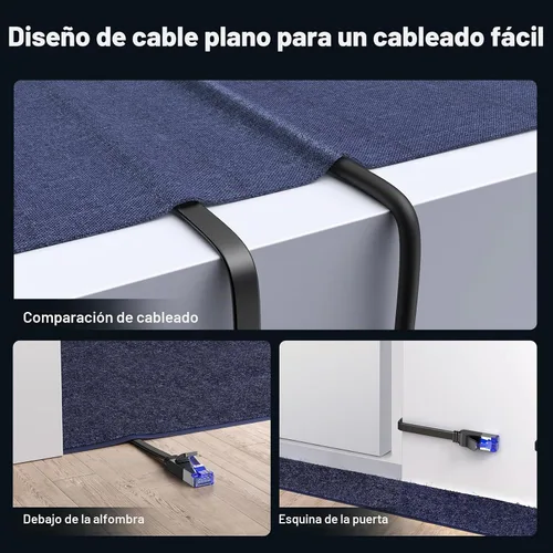 Vista 3 de UGREEN Cable Ethernet Cat 8 de 10 pies, 40 Gbps 2000 Mhz de alta velocidad