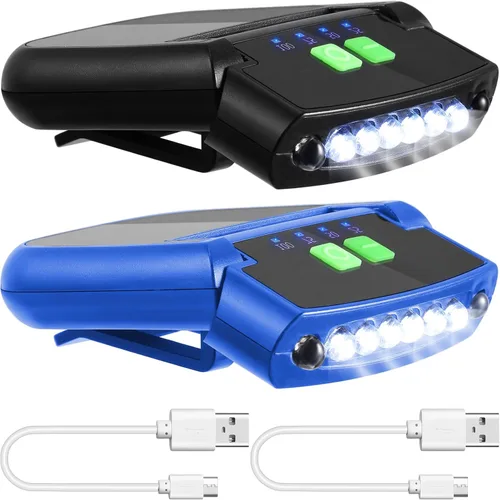 Vista 14 de Mudder Linterna LED con clip para gorra USB recargable, linterna impermeable ultra brillante para sombrero, linterna de cabeza para pesca