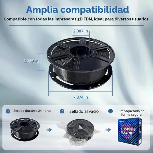 Vista 6 de FLASHFORGE ABS Pro Filamento 1.75mm Negro, Carrete de 1kg (2.2lbs) para Impresora 3D - Precisión Dimensional +/- 0.02mm, Deformación Térmica