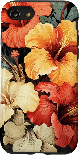 Vista 18 de Hawaiian Tropical Design Yellow Red Hibiscus Plumeria Case for iPhone 17