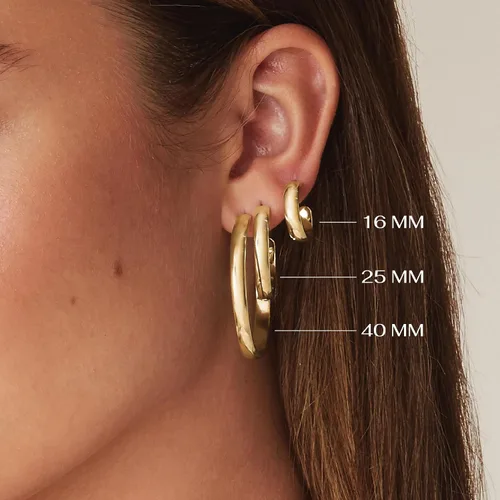 Vista 3 de PAVOI 14K Gold Plated Wide Flat Edge Hoop Earrings for Women Rose, White and Yellow Gold Hoops Hypoallergenic Jewelry