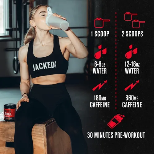 Vista 8 de Jacked Factory - Nitrosurge Shred, suplemento preentrenamiento - Potenciador de energía, aumento de fuerza, concentración, bombeo potente