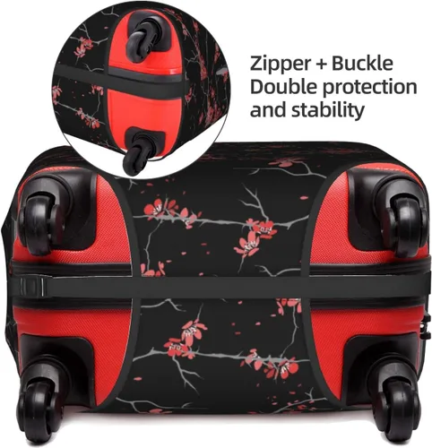 Vista 4 de Funda de equipaje de viaje blanca con flor de ciruelo para equipaje de 18 a 32 pulgadas, protector elástico para maleta con cremallera oculta