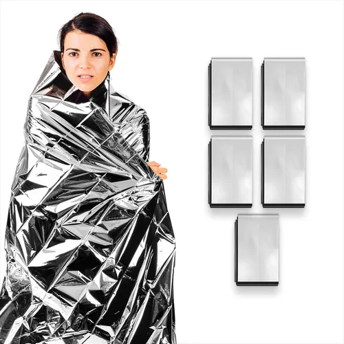 Vista 12 de ASA TECHMED Mantas térmicas de Mylar de emergencia a granel, manta espacial, kit de supervivencia para camping, kit de primeros auxilios