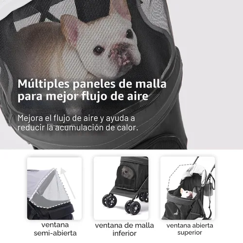 Vista 4 de Cochecito para mascotas ultraligero de 10 libras – Cochecito paraguas plegable compacto con correa de hombro duradera, organizador de 3