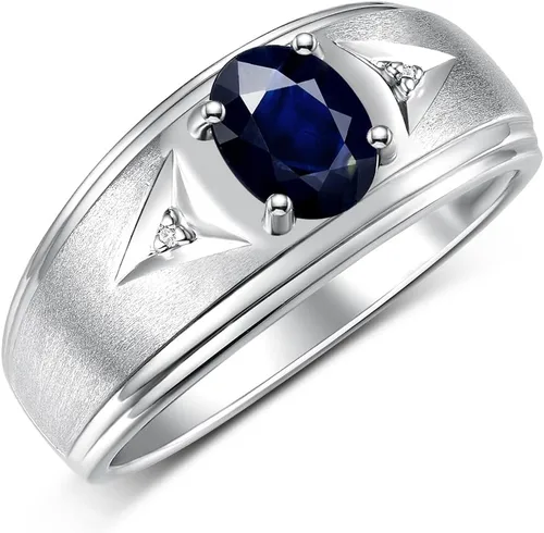 Vista 3 de Rylos Anillos para hombre de diseño clásico de 0.315 x 0.236 in con piedras preciosas ovaladas y diamantes brillantes Anillos de piedra natal