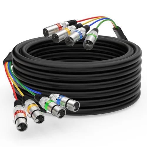 Vista 11 de EBXYA - Cables de serpiente XLR de 4 canales, cable de micrófono XLR macho a hembra Cable de micrófono equilibrado de 4 colores para vivo