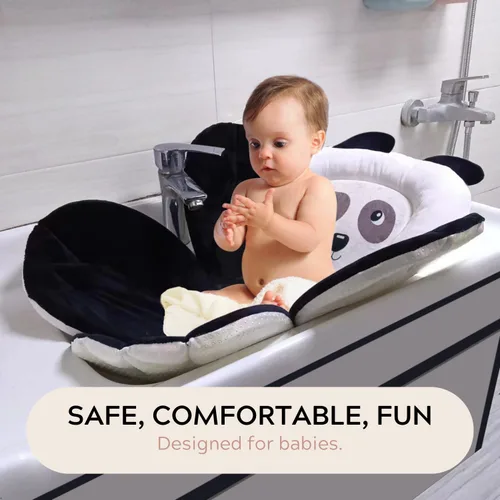 Vista 5 de PandaEar Almohadilla de baño para bebé recién nacido, asiento de baño, tapete suave con diseño de panda para fregadero, bañera, regalo esencial