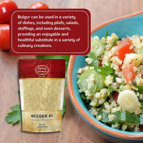 Vista 7 de Bulgur - Trigo molido fino #1, bolsa de 2 libras (32 onzas) Trigo búlgar cultivado en Estados Unidos para tabouleh 100% natural y puro Ideal