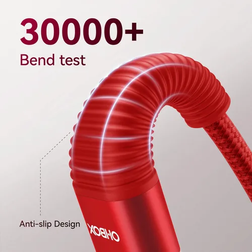Vista 6 de Cable USB C a USB C, cargador USB C corto de 100 W, cable de carga rápida de 1 pie, paquete de 2 unidades Rojo
