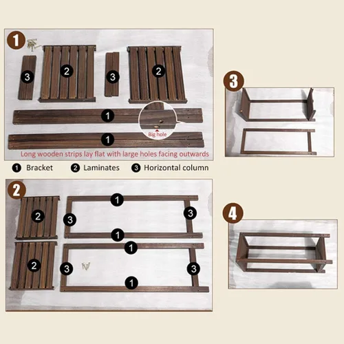 Vista 4 de Soporte para plantas de madera maciza,Soporte para plantas de 3 niveles,Interior Sala de estar Balcón Estante para plantas de pie Blanco