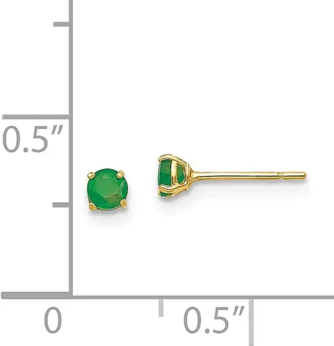Vista 4 de Aretes redondos de oro amarillo de 14 quilates con esmeralda verde de 0118in 0118in con piedra natal de mayo joyería fina para mujeres regalos