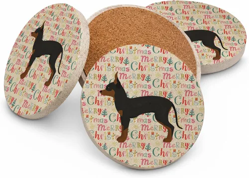 Vista 63 de Abyssinian Sand Terrier Merry Christmas - Posavasos grandes de piedra arenisca (4 unidades)