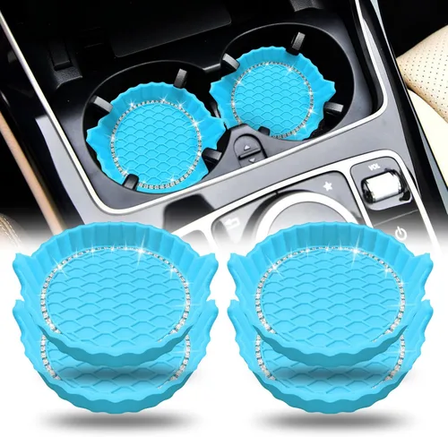 Vista 15 de Portavasos para automóvil, posavasos antideslizantes para automóvil, inserto universal para portavasos de automóvil, tapete de accesorios
