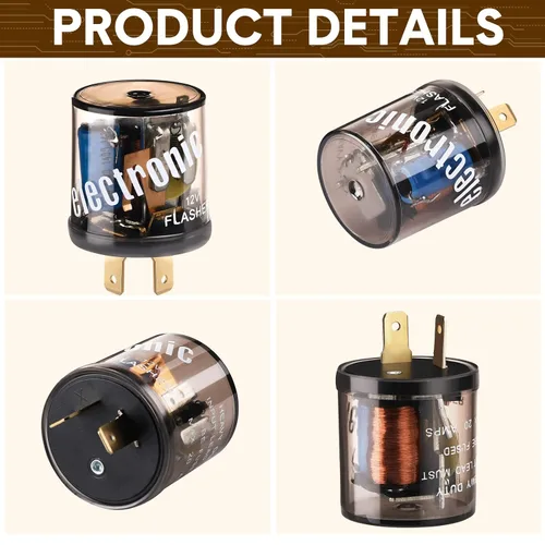 Vista 6 de Reginary 4 unids 12V 2 Pin Electrónico LED Flasher Relé LED Luz de señal de giro de dos clavijas redonda resistente 20 amperios Compatible Automóvil