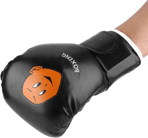 Vista 7 de Guantes de Muay Thai para niños acolchados ajustables Kickboxing para 3-12 años de edad, material de PU