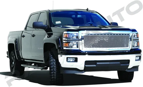 Vista 6 de Rejilla de malla con remache cromado, rejilla de repuesto completa de fábrica para Chevy Silverado 1500 2014-2015