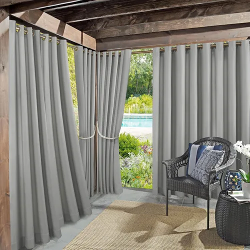 Vista 11 de Panel de cortina con ojales Sun Zero Marina para interior/exterior con protección UV y eficiencia energética, 54 x 95 pulgadas, cuarzo rosa
