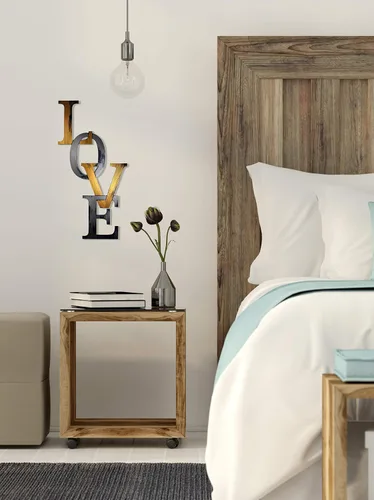 Vista 4 de Letter2Word Decoración de pared - Chained Love - Arte de pared con palabras originales, bronce y bronce