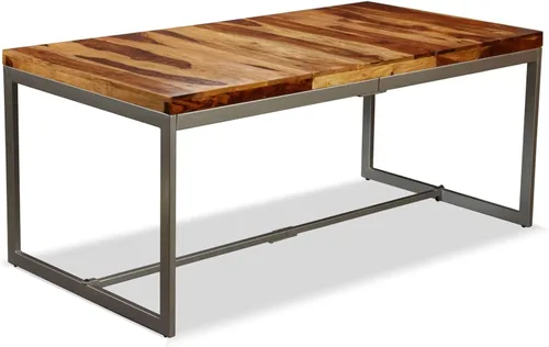 Vista 3 de GuyAna Mesa de comedor Mesa de comedor Mesas De Comedor Mesa de Comedor Mesa de Comedor Madera Sheesham maciza y Acero 70.9