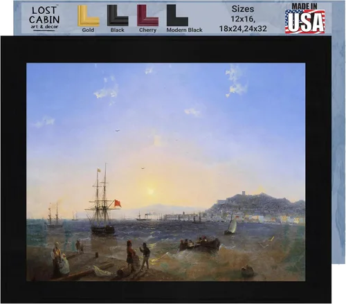 Vista 19 de Lost Cabin Dusk on the Golden Horn de Ivan Aivazovsky Impresión en marco plano negro Reproducción de pinturas de obras de arte finas Regalo
