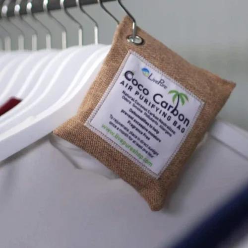 Vista 3 de LivePure Bolsa purificadora de aire de coco natural - Menta