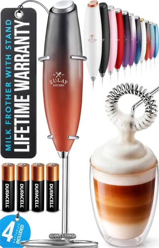 Vista 39 de Zulay Kitchen Potente varita espumadora de leche con 2 baterías Duracell – Mezclador de bebidas portátil ultrarrápido – Máquina de espuma eléctrica