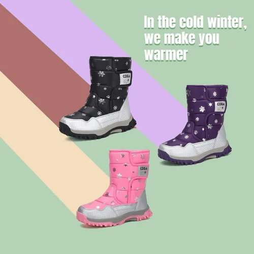 Vista 7 de Mishansha - Botas de nieve para niñas, niños niños pequeños niños grandes invierno, cálidas, impermeables, antideslizantes, anti colisión, corte