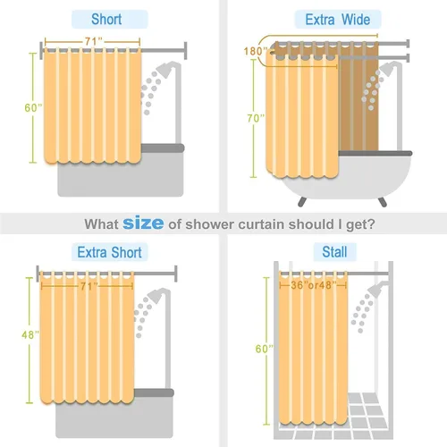 Vista 7 de Cortina de ducha transparente para bañera con patas de 180 x 70 pulgadas, envolvente, con 6 imanes, impermeable, juego de cortinas de ducha