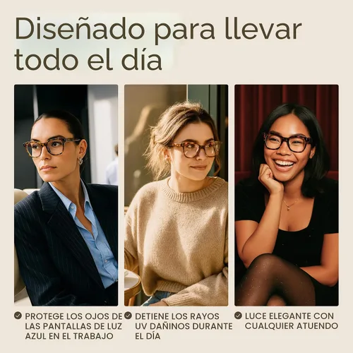 Vista 6 de miyya Gafas de luz azul para mujeres y hombres – Monturas gruesas de gran tamaño bloqueador de luz UV y azul, accesorios elegantes para gafas