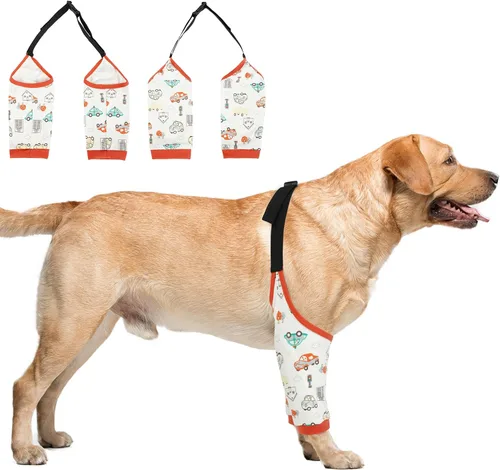 Vista 9 de Traje de recuperación para perros para piernas delanteras, mangas de recuperación para perros después de una cirugía con banda elástica, coderas