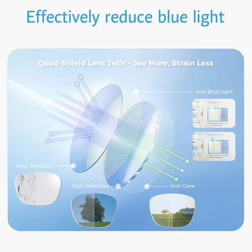 Vista 4 de ANRRI Gafas con Bloqueo de Luz Azul Hombres Anti Fatiga Ocular Protección para Computadora y Videojuegos Gafas Cuadradas Mujeres Negro