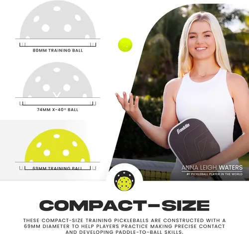 Vista 4 de Franklin Sports Pickleballs de entrenamiento - Pickleballs de entrenamiento para principiantes + práctica de habilidades - Bolas de pickleball al