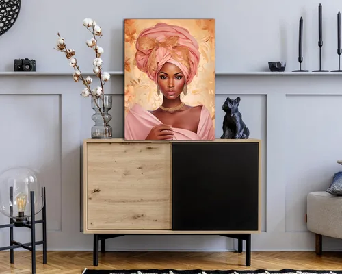 Vista 217 de Arte de pared afroamericano, decoración de rey y reina bailarín negro para sala de estar, arte de pareja de amor negro para dormitorio, lienzo