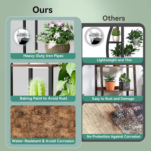 Vista 5 de Soporte para plantas de interior con luces de crecimiento de 11 niveles de madera, estante para plantas de interior de 157 cm de altura, soporte