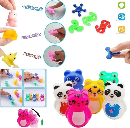 Vista 5 de Mivanlin 124 piezas de artículos de fiesta para niños de 4-8-12, juguetes de caja del tesoro fidget pop, rellenos de bolsas de dulces, rellenos